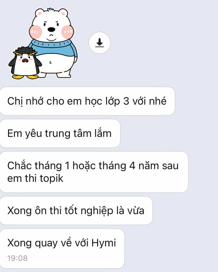 Tin nhắn Zalo học viên đăng ký học tiếp