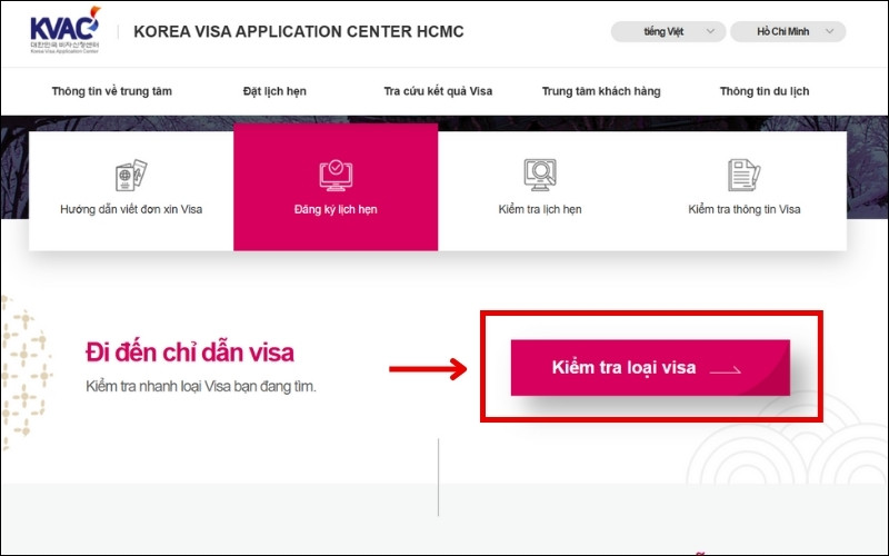 Truy cập vào trang web chính thức của Lãnh sự quán Hàn Quốc để kiểm tra các loại visa và lựa chọn chính xác.