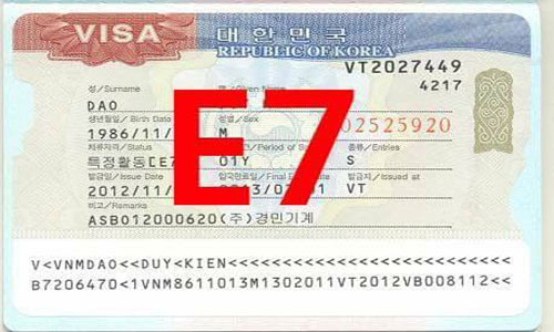 Visa E7 là loại visa xuất khẩu lao động Hàn Quốc cao cấp thuộc ngành nghề cốt lõi của Hàn