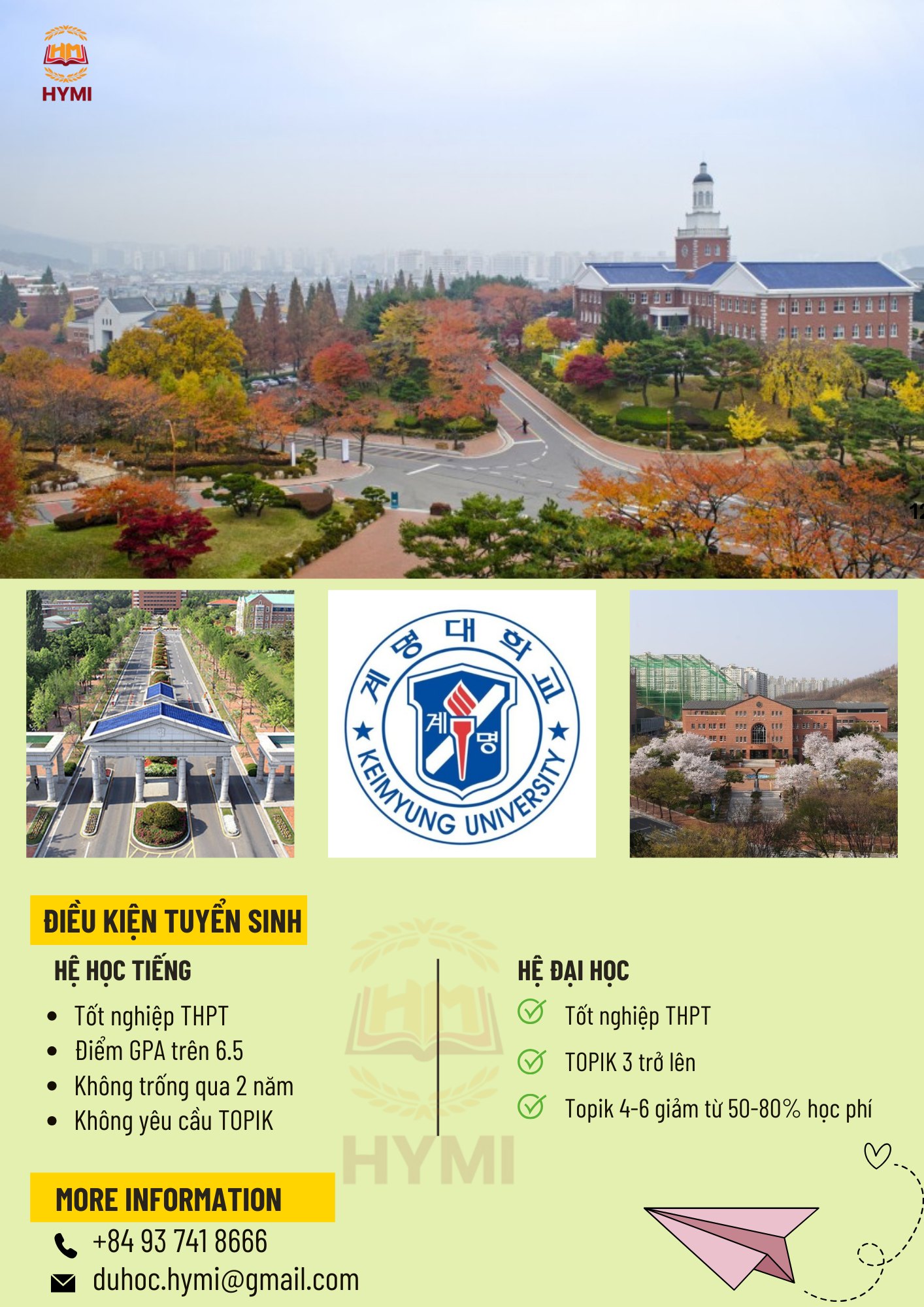 Điều kiện tuyển sinh đại học Keimyung university