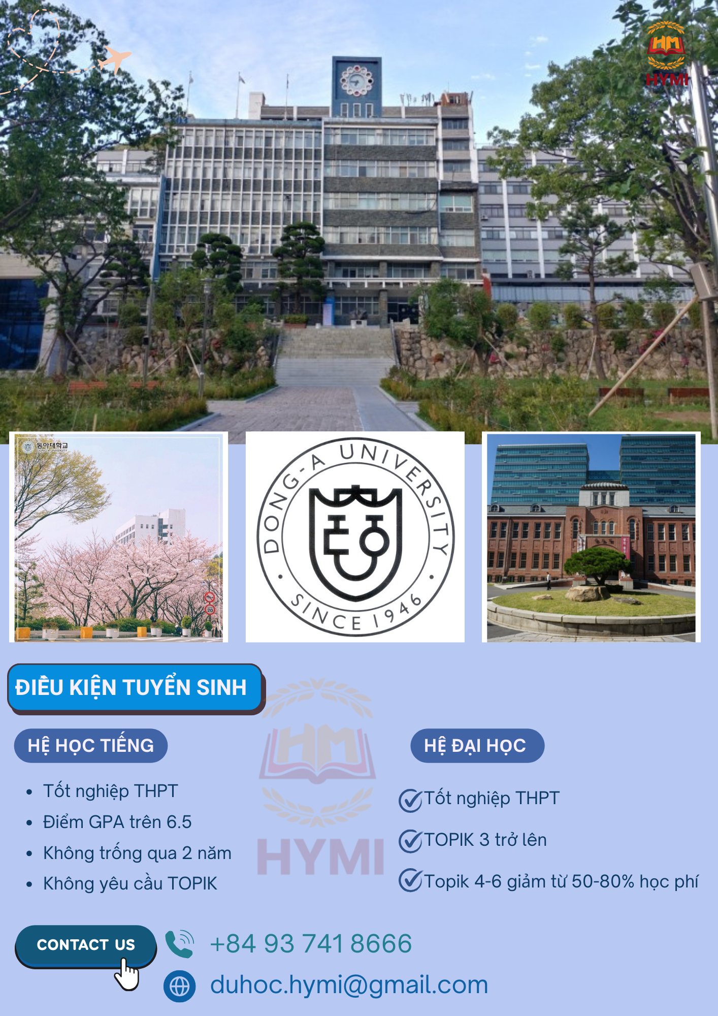 Điều kiện tuyển sinh Đại học DongA Hàn Quốc

