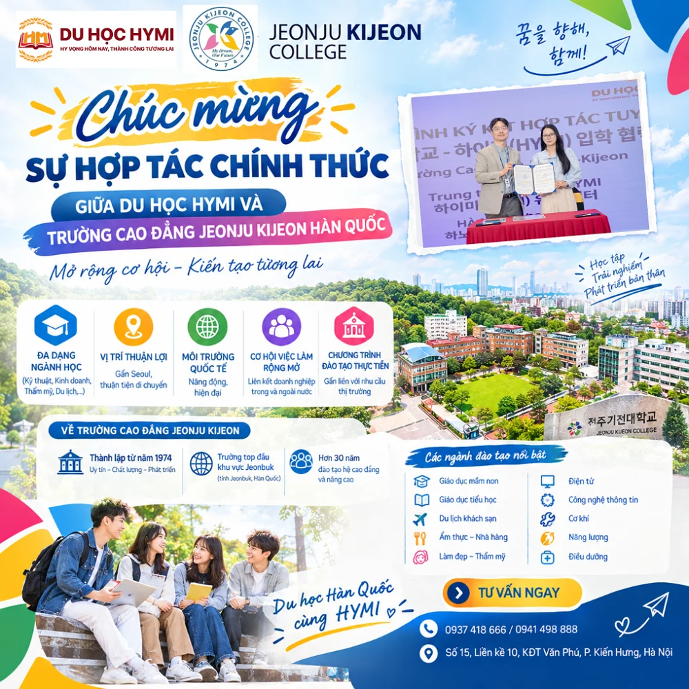 Du học Hymi chính thức trở thành đơn vị tuyển sinh của Cao đẳng Jeonju Kijeon